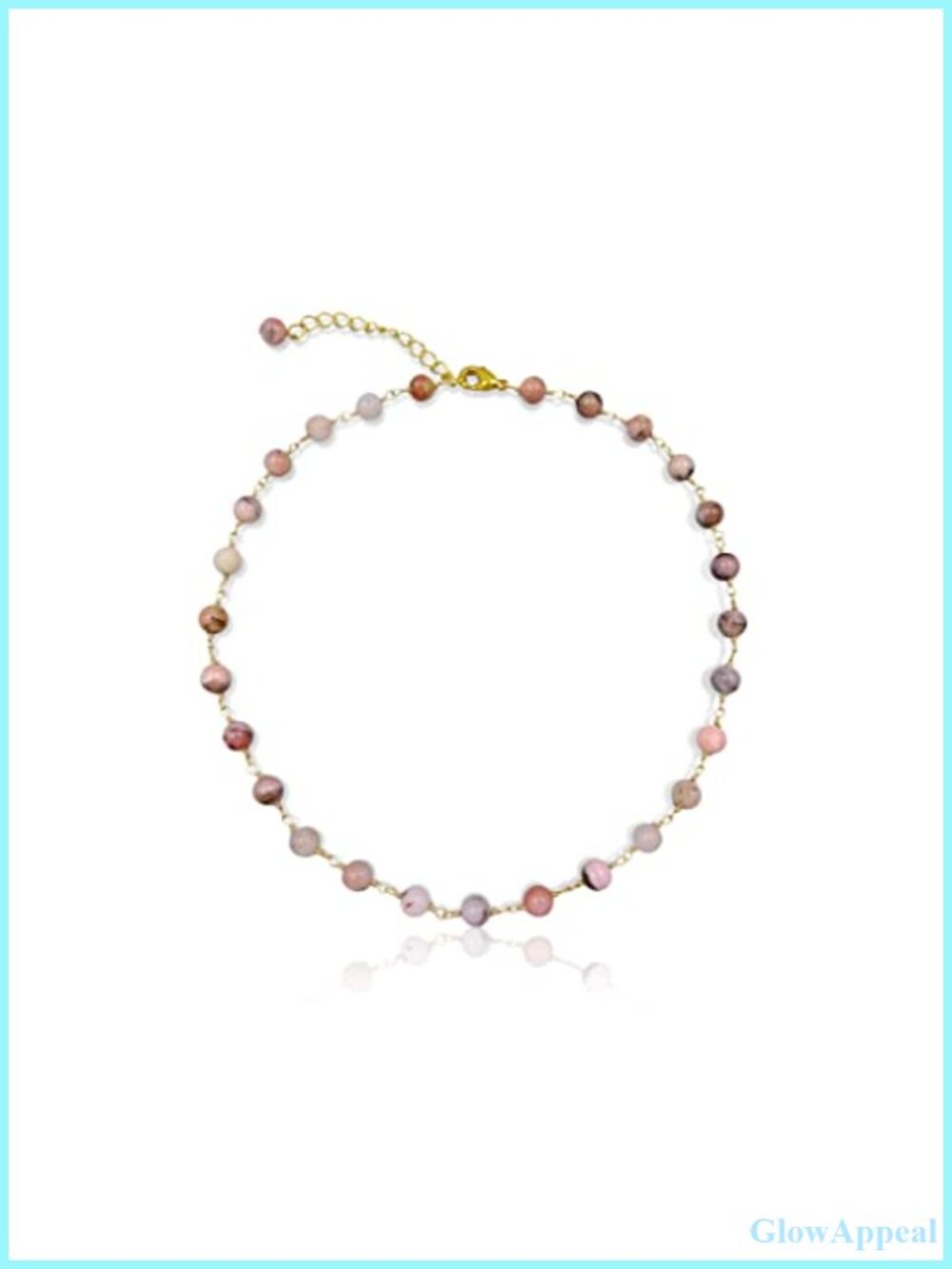 Natural Opal Beaded Choker Necklace Gold Plated Lobster Clasp 14.5 in